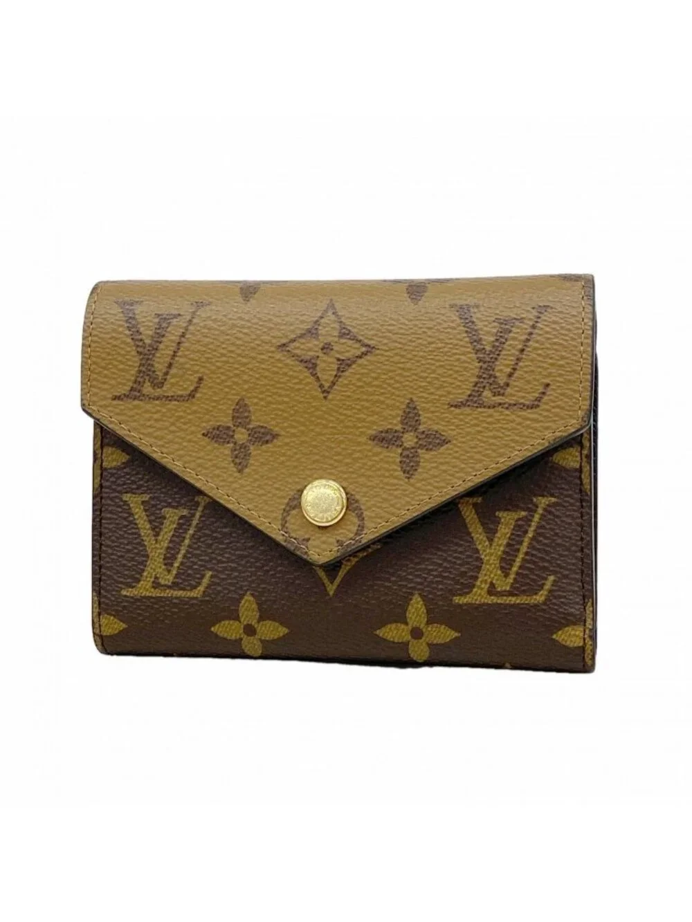 Louis Vuitton Trifold Wallet Monogram Reverse Portefeuille Victorine Brown